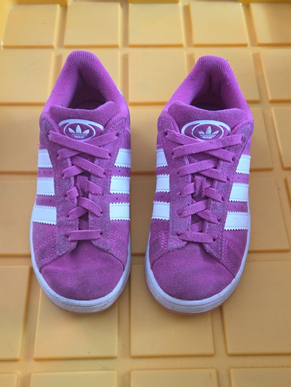 Adidas Kids Raspberry Suede Sneakers with White Stripes Sz 3
